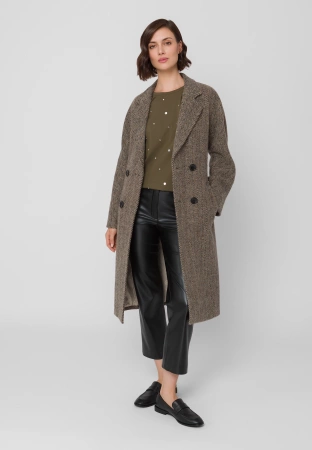 Dwurzędowy płaszcz w jodełkę