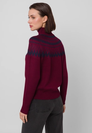 Bordowy sweter w norweski wzór