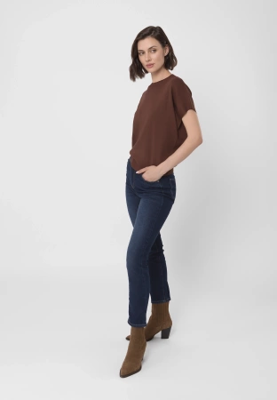 Brązowa dzianinowa bluzka z wiskozą