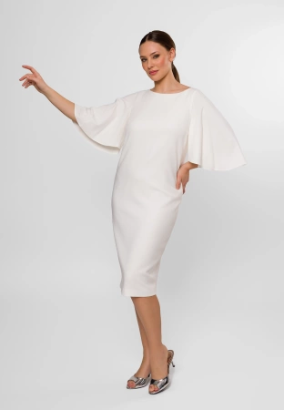 Ecru sukienka z motylkowym rękawem