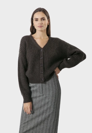 Kardigan w grafitowym kolorze z domieszką wełny i moheru