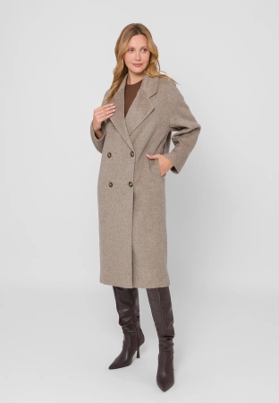 Długi dwurzędowy płaszcz 100% wełna