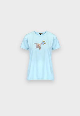 Turkusowy bawełniany t-shirt z rybką