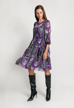 Zwiewna sukienka w pawie pióra