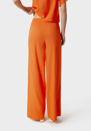 Pomarańczowe wiskozowe spodnie z lnem