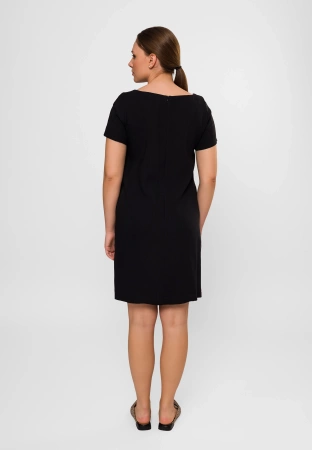 Czarna sukienka z lnem i wiskozą