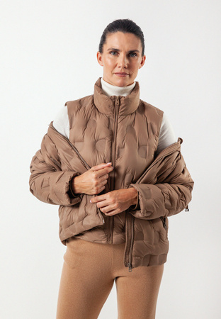 Beżowa puchowa kurtka z kapturem