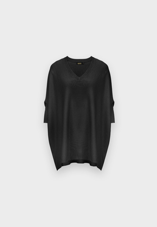 Czarna dzianinowa tunika z wiskozą
