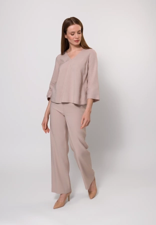 Szerokie spodnie z wiskozą i lnem