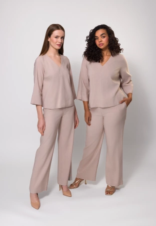 Szerokie spodnie z wiskozą i lnem