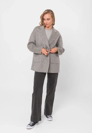 Szara dwurzędowa kurtka 100% wełna