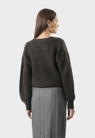 Kardigan w grafitowym kolorze z domieszką wełny i moheru