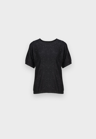 Czarna dzianinowa bluzka z drobnymi cekinami