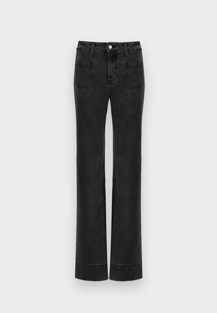 Szare jeansy z szeroką nogawką