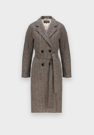 Dwurzędowy płaszcz w jodełkę