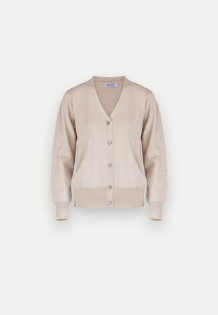 Beżowy kardigan ze srebrną nicią