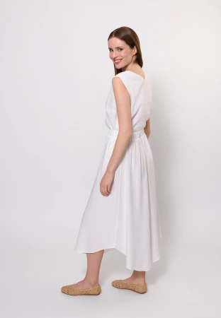 Ecru spódnica z wiskozą i lnem