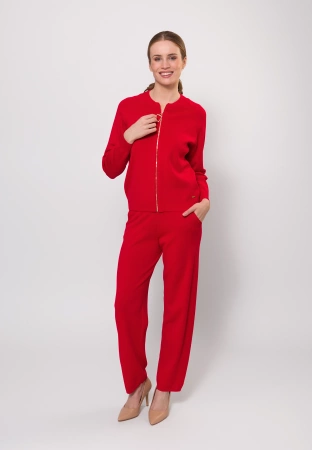 Czerwony kardigan z ozdobnym suwakiem