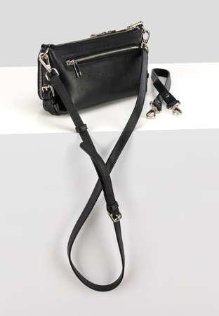 Czarna skórzana torebka z portfelem