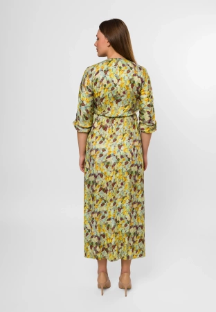 Długa wzorzysta sukienka z wiskozy