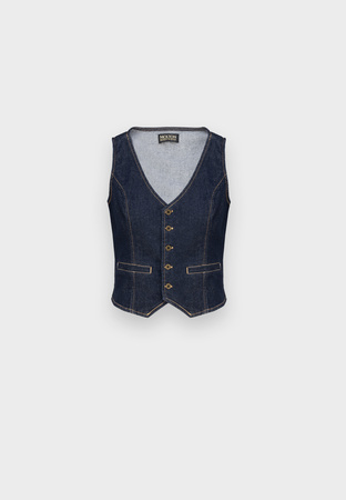 Granatowa jeansowa kamizelka