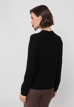 Czarny wełniany sweter z błyszczącymi drobinkami