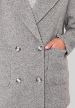 Szara dwurzędowa kurtka 100% wełna
