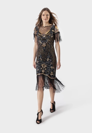 Cekinowa sukienka z frędzlami