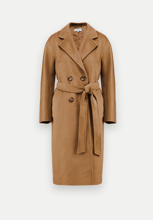 Camelowy dwurzędowy płaszcz 100% wełna