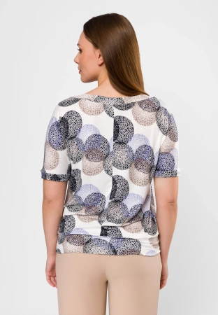 Wiskozowa bluzka w beżowo-czarne koła