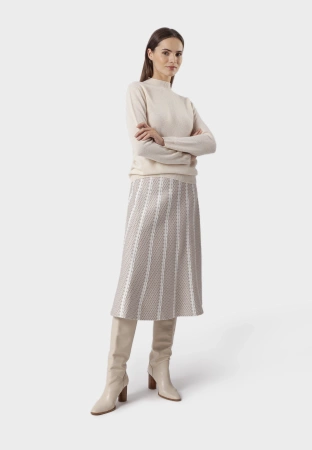 Beżowa trapezowa spódnica z wełną