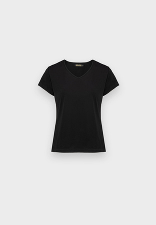 Czarny bawełniany t-shirt w serek