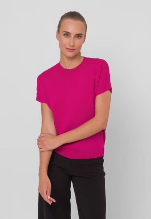 Różowa dzianinowa bluzka z wiskozą