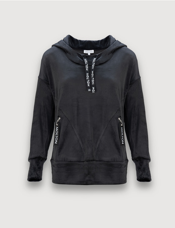 Welurowa bluza z kapturem