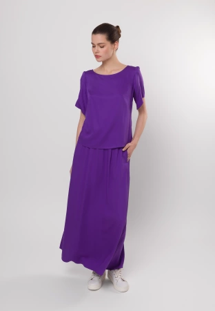 Długa fioletowa spódnica z wiskozy