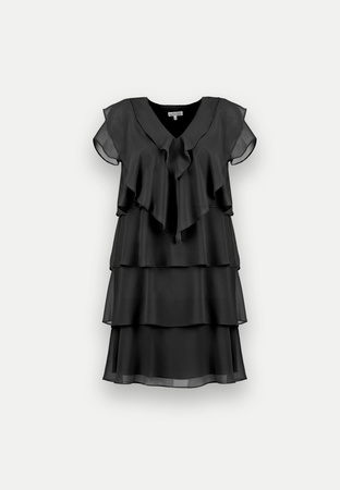 Czarna zwiewna sukienka z falbanami