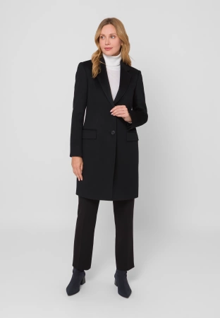 Czarny płaszcz dyplomatka 100% wełna