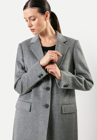 Szary płaszcz dyplomatka 100% wełna