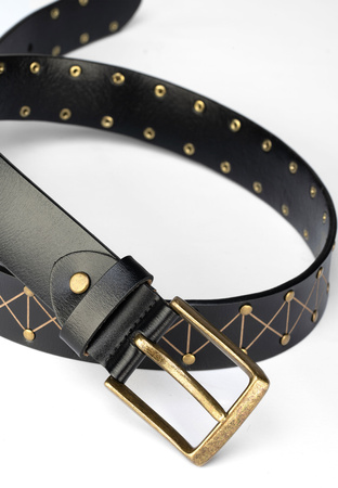 Czarny skórzany pasek z dżetami
