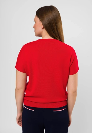 Czerwona dzianinowa bluzka z wiskozą