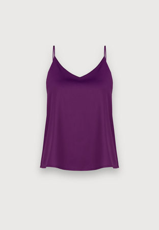 Fioletowy satynowy top na cienkich ramiączkach
