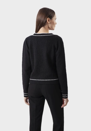 Czarny kardigan z dzianiny boucle