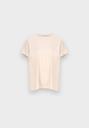 Satynowa bluzka z krótkim rękawem w kolorze ecru