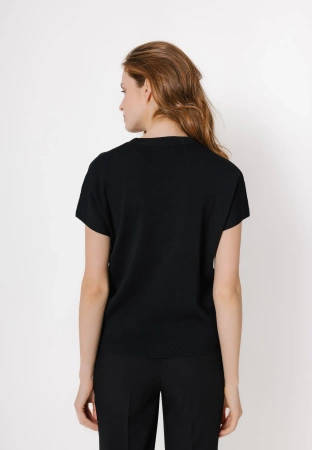 Czarna dzianinowa bluzka z wiskozą