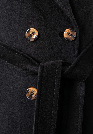 Czarny dwurzędowy płaszcz 100% wełna