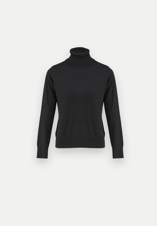 Czarny cienki golf z wełną