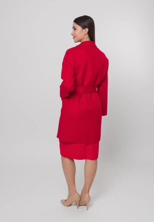 Krótki czerwony płaszcz 100% wełna