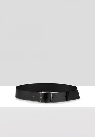 Skórzany szeroki pasek w czarnym kolorze