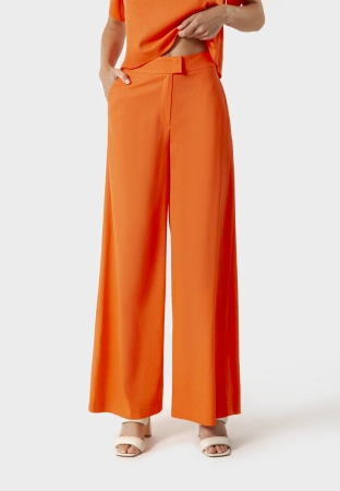 Pomarańczowe wiskozowe spodnie z lnem