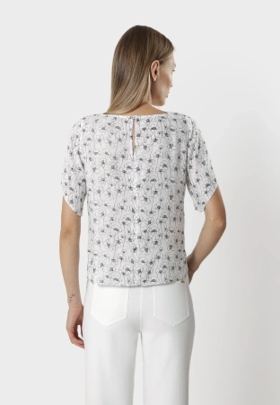 Biała wiskozowa bluzka w kwiaty